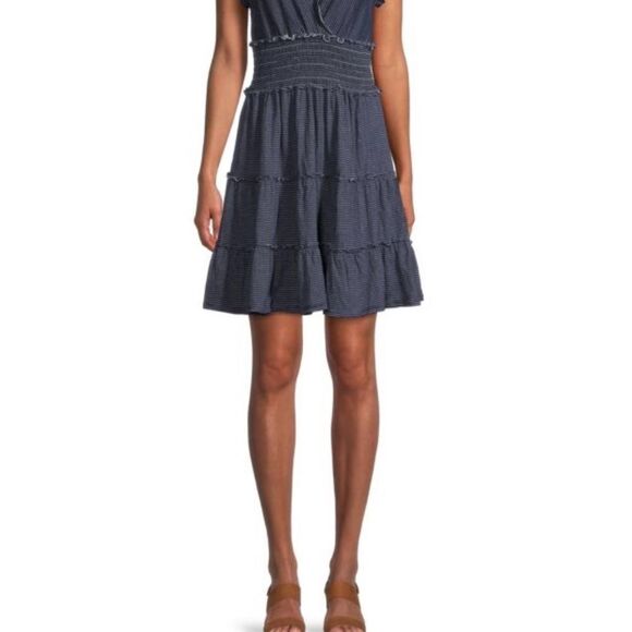 Max Studio Smoked Navy Blue Mini Dress Size M - Picture 1 of 10